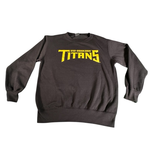 UW Oshkosh Titans Sweatshirt Men’s Medium Black MV Sport Pullover Crewneck - Picture 1 of 9
